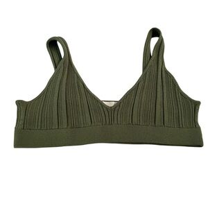 Meshki Forest Green Ribbed Bralette